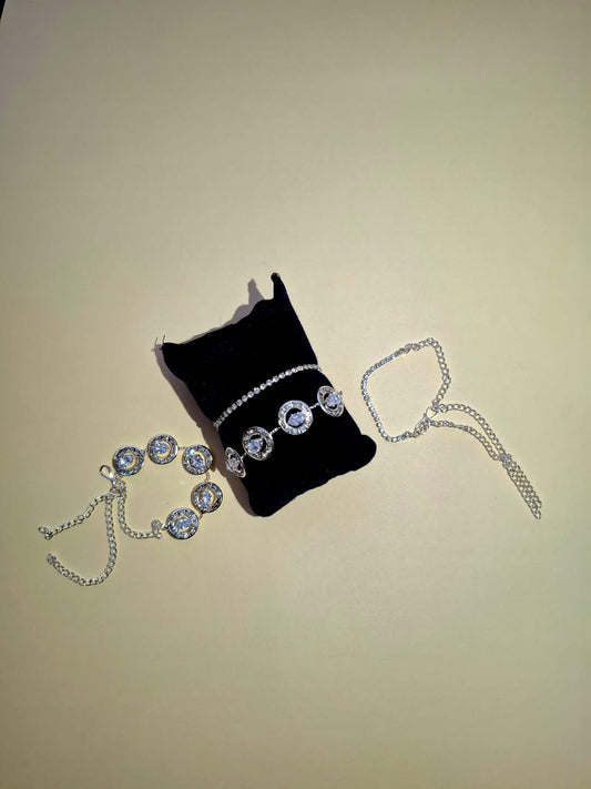 Elegant Crystal-Embellished Adjustable Bracelet β Silver Finish