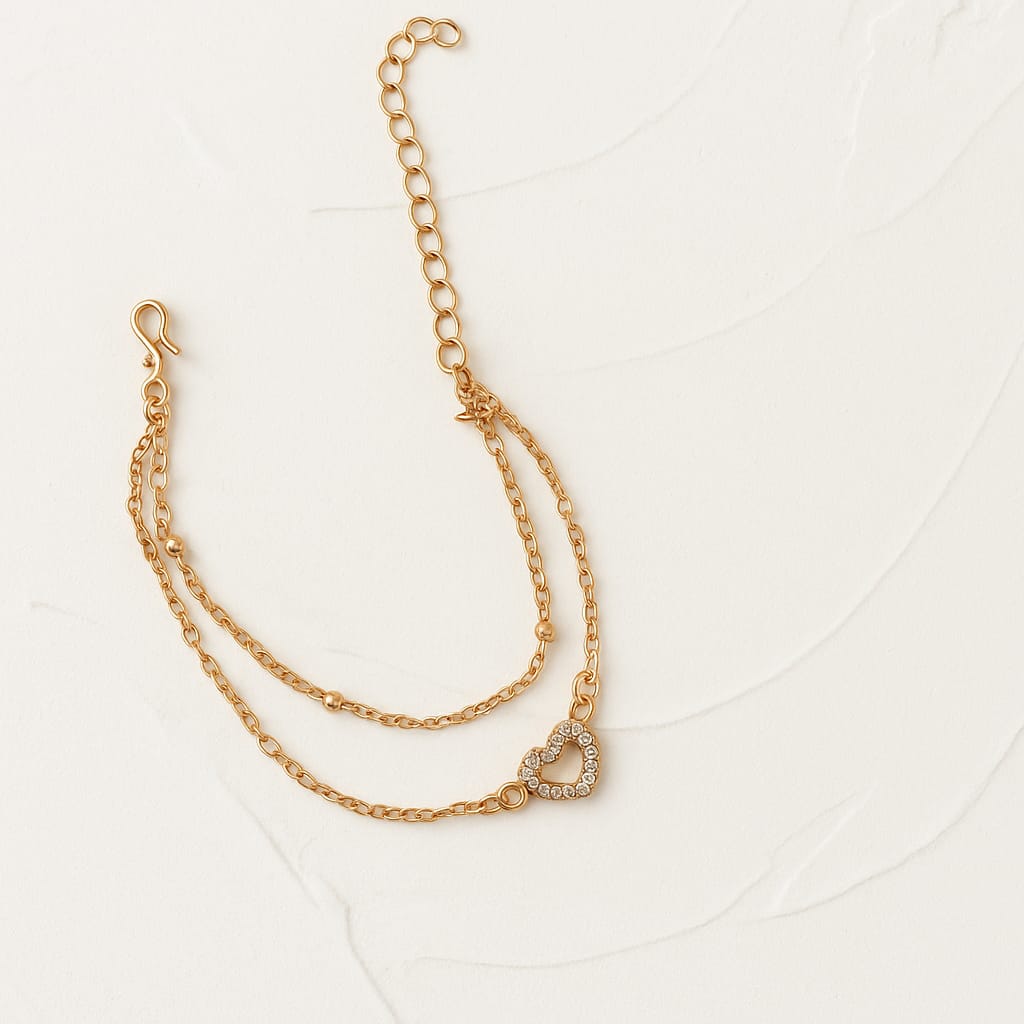💖 Golden Grace – Heart Charm Layered Bracelet