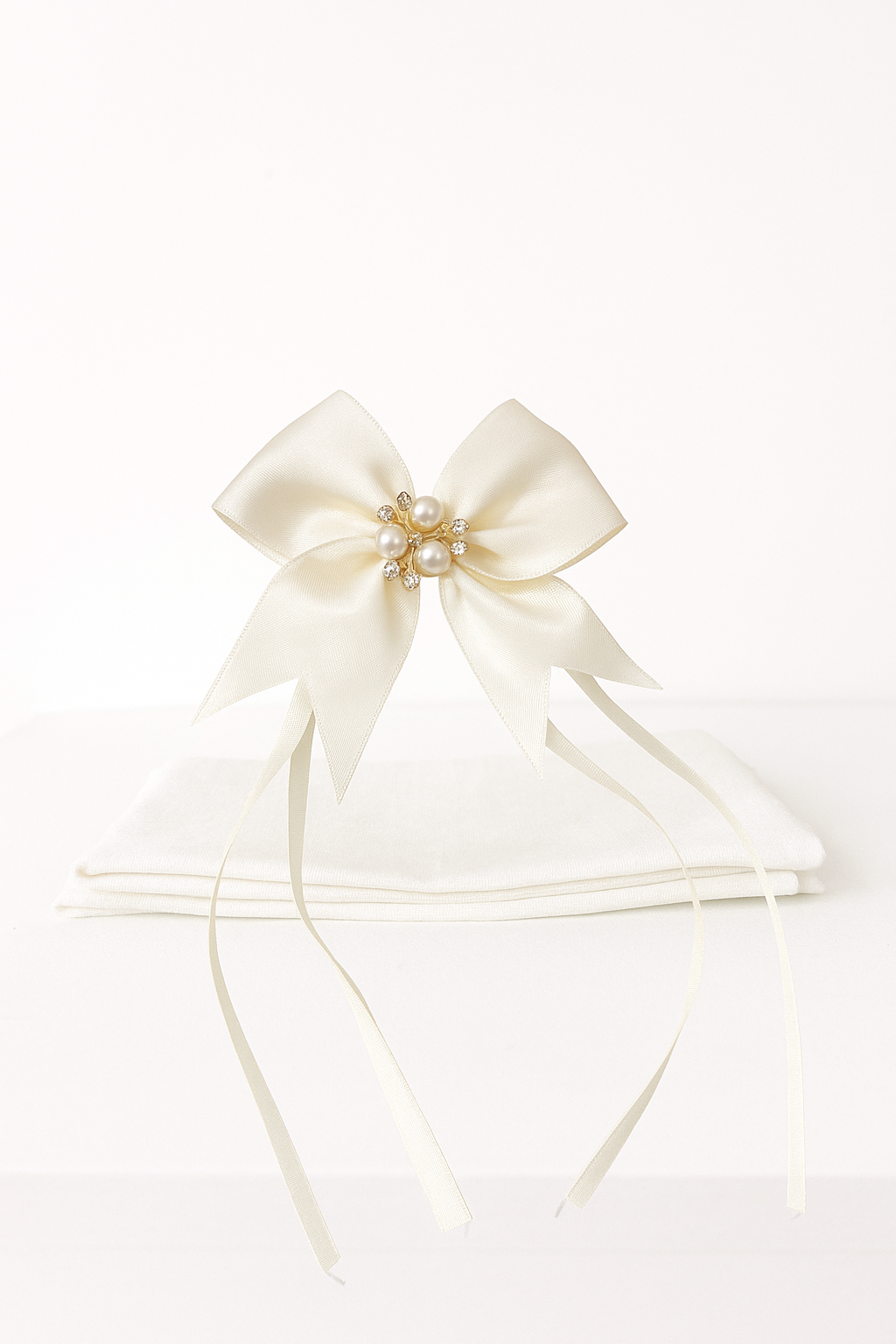 🤍 Ivory Pearl Bow Clip