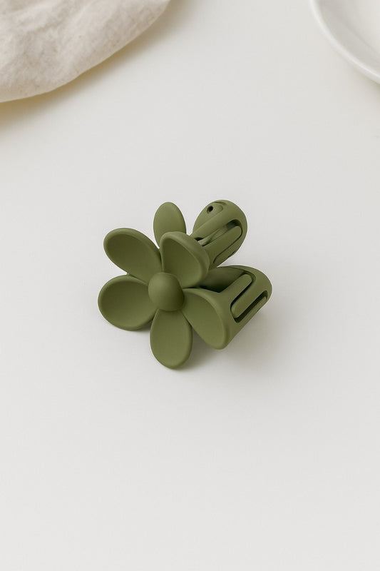 Olive Bloom – Matte Flower Claw Clip