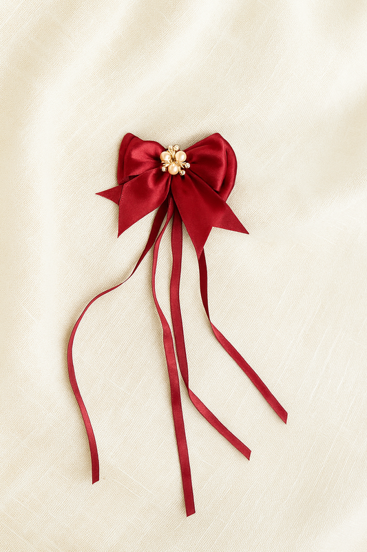 🍒 Crimson Bloom Bow Clip
